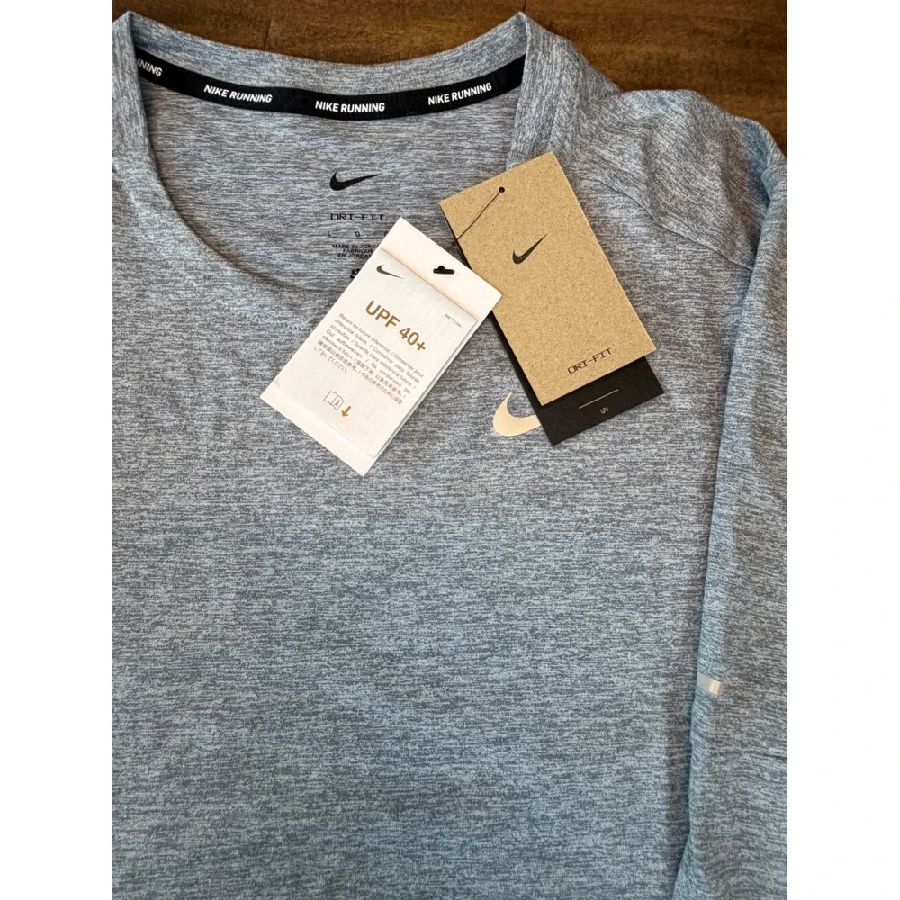 Nike Running Dri-FIT Miler Long Sleeve Shirt Grey Heather UPF 40+  Mens L